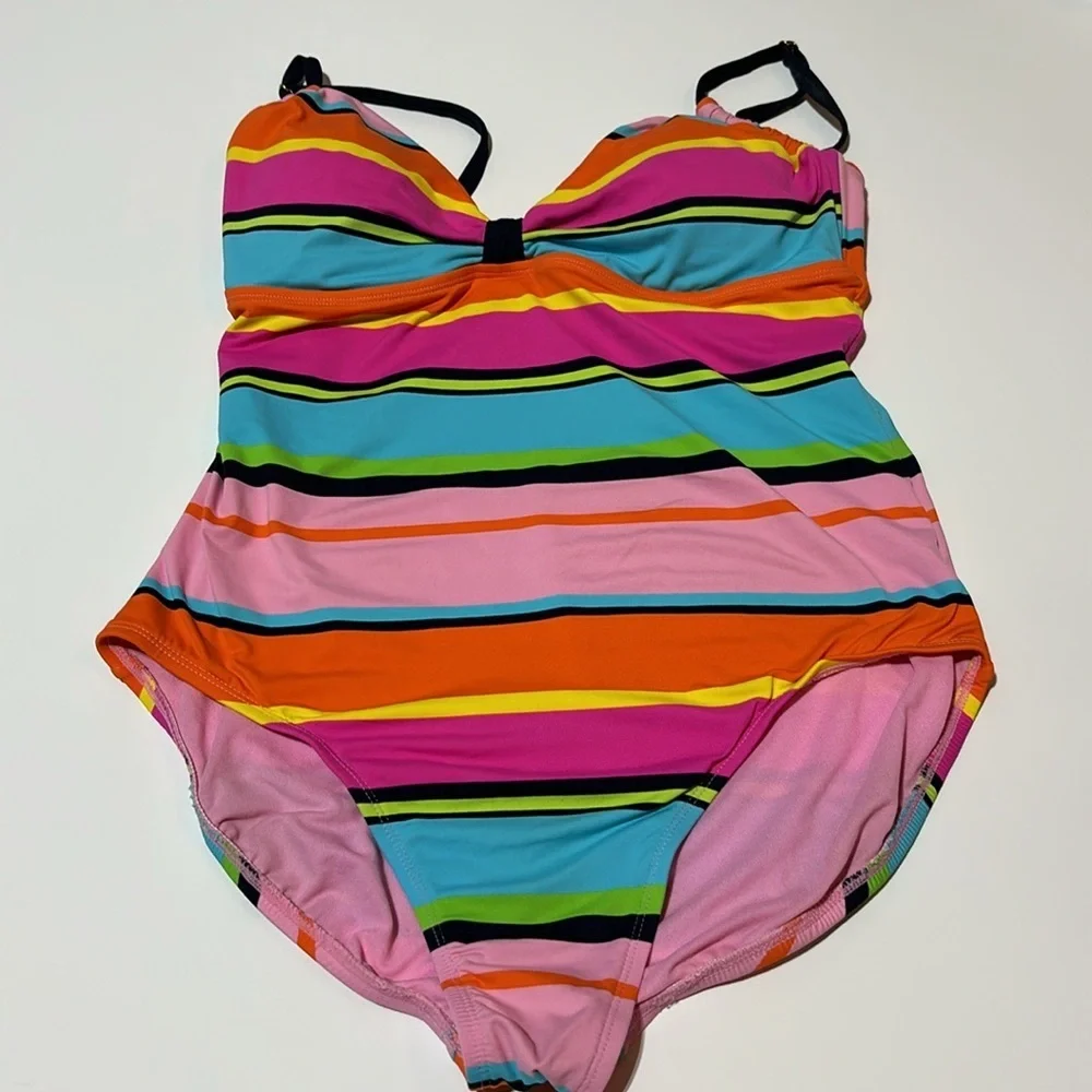 Anne Cole Signature One Piece Multi-Color Swimsuit Size 12